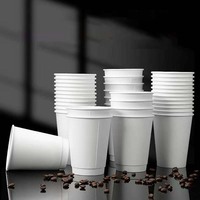 Gobelets à café jetables biodégradables Fangcan, 12 oz, en papier blanc, lot de 100, design épaissi, style simple, pour fêtes, événements, boissons chaudes