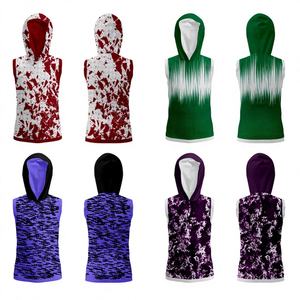 เสื้อฮู้ดแขนกุดสำหรับฤดูร้อนแบบกำหนดเอง น้ำหนักเบา ระบายอากาศได้ดี แห้งเร็ว พิมพ์ลายแบบ Sublimation ผลิตจากโพลีเอสเตอร์ 100% สำหรับทีมกีฬา - Product Image 1