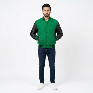 Customizable Hip Hop Varsity <b>Jacket</b> for Men 100% Cotton Stand Collar Outdoor Wear <b>with</b> Front Logo Custom Design - Product Image 1