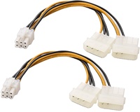 Kabel Berkualitas Tinggi PVC Tembaga 6 Pin PCIe ke Kabel Daya Molex / 2 Molex ke 6 Pin PCIe untuk Aplikasi Elektronik