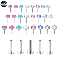 Lingchee personnalisé titane sans fil Push in opale cristal lèvre Labret nez anneaux Monroe Cartilage Helix goujons Piercing bijoux