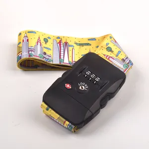 Sangles de bagages réglables avec combinaison tsa Lock ceintures de valise pour transfert de chaleur de voyage/sérigraphie/logo tissé