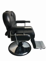 Fauteuil de barbier hydraulique robuste inclinable en cuir PU noir, fauteuil de salon avec appui-tête réglable et rotation à 360 degrés