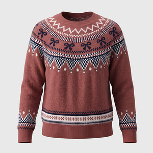 Plus Size <b>Women</b> Knit Sweater Mock Neck Jacquard Pullover Long Sleeve Crew Neck <b>Christmas</b> <b>Jumper</b> - Product Image 3