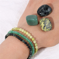Juego de Pulseras Elásticas con Cuentas, Estilo Clásico Retro, Unisex, para Regalo, 4mm, Piedras Naturales Irregulares de Ojo de Tigre