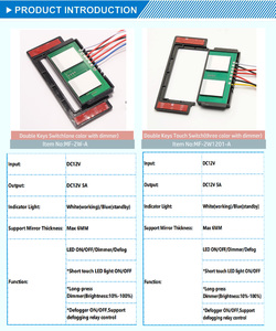 Bán buôn điện áp kép (<span class=keywords><strong>12V</strong></span>/24V) dẫn thông minh gương cảm ứng cảm biến IP20 đánh giá phòng tắm treo tường chuyển đổi chất lượng cao 2 năm - Product Image 5