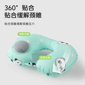 Oreiller gonflable en soie glacée en forme de U, portable, pour le soutien du cou en voyage, avec motif animalier, pour usage général - Product Image 4