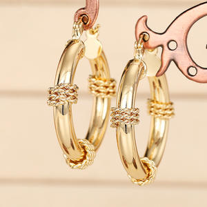 Pendientes de Aro Chapados en Oro Carmela Alinda, Diseño Clásico Trenzado para Mujer, Joyería de Moda, Pendientes de Aleación de 18K - Product Image 5