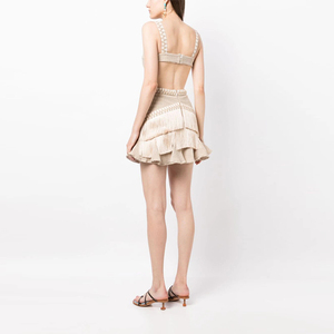 Đầm nữ mùa hè kiểu dáng thanh lịch <span class=keywords><strong>2025</strong></span>, thiết kế ôm dáng, cổ V, không tay, đầm mini thường ngày, đầm sang trọng với chi tiết cắt kim loại và tua rua - Product Image 5