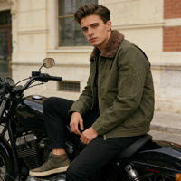 Blouson N-1 vintage pour homme avec col en fausse fourrure, doublure en peau de mouton, vêtement de travail d'hiver, blouson bomber zippé coupe-vent, fabricants de vêtements sur mesure