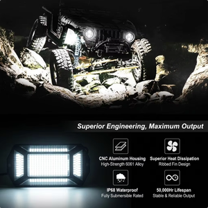 ไฟร็อคไลท์สีขาว LED รุ่นใหม่ Kingshowstar 396 ปี 2026 กำลังสูง กันน้ำ โครงอะลูมิเนียม สำหรับรถออฟโรด 12V - Product Image 5