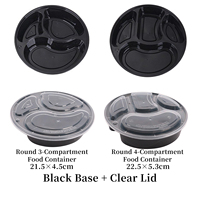 Boîte à lunch jetable ronde à 3 compartiments, récipient alimentaire en plastique avec couvercle, compatible micro-ondes, pour la restauration, fournitures de restaurant