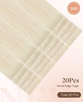 Extensions de cheveux invisibles à bandes adhésives, cheveux humains 60A blond platine, 20 pièces, 20 pouces, 50g, cheveux vierges Remy, sans couture