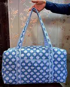 Bolsa de lona de algodón hecha a mano con estampado floral, estilo bohemio, bolsa de viaje para mujer con cierre de cremallera, para todas las estaciones - Product Image 4