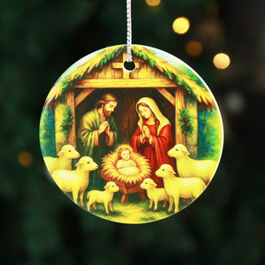 High Quality Luxury Ceramic Christmas Tree Ornament Sublimation Blank Ornament for Holiday Decorations - Product Image 2