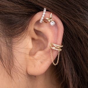 Piercing oreja Clip mariposa perla pendientes aro circón PIERC Goth joyería oreja puños anillo para mujer 2025 tendencia - Product Image 4