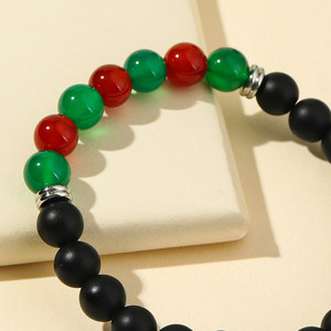 Bracelets perlés en pierre givrée rouge et vert <span class=keywords><strong>7</strong></span> chakra Agate et noir pour femmes et hommes, vente en gros - Product Image 3