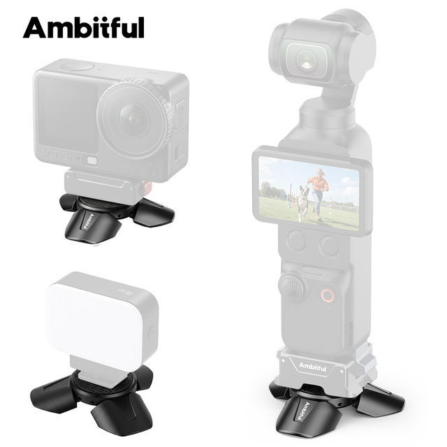 Ambitful UT01 Metal Mini Magnetic Tripod Portable Desktop Short-Leg Stand for DJI Osmo Pocket 4 Pocket 3 Action Camera
