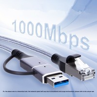 Harga pabrik PVC Braid aluminium Alloy Driver gratis 2 in 1 Tipe C USB untuk RJ45 jaringan Gigabit kabel untuk Laptop Smart Phone