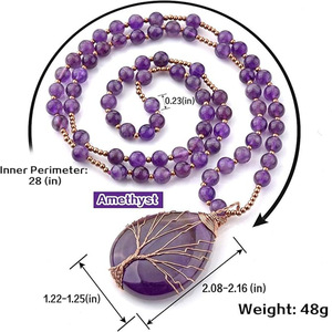 <span class=keywords><strong>En</strong></span> gros Naturel Améthyste Rose Quartz Pendentif Collier 108 Perle <span class=keywords><strong>Fil</strong></span> <span class=keywords><strong>De</strong></span> <span class=keywords><strong>Cuivre</strong></span> Enroulé Chapelet Chrétien <span class=keywords><strong>Bijoux</strong></span> Or pour Femmes - Product Image 5