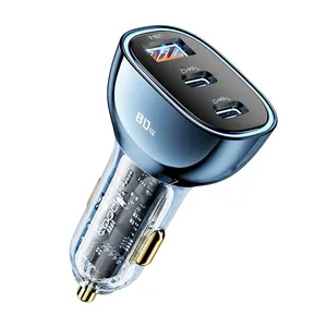 Toocki Hot Sale Trickle Fast Charge Smart Protection for Battery Transparent pd 80w usb a type c car charger for Laptop