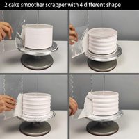 Ensemble de moules à gâteau ronds en acrylique à 3 étages avec grattoir à peigne, tige de positionnement et lisseur à glaçage, accessoires en plastique