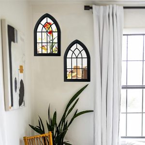<strong>Gothic</strong> Arched Window Wall <strong>Mirror</strong> Rustic Farmhouse Accent <strong>Mirror</strong> Wood Framed Entry <strong>Mirror</strong> - Product Image 5
