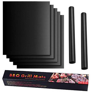 Tapis de barbecue réutilisable en PTFE noir, antiadhésif, résistant à la chaleur, pour four et accessoires de barbecue - Product Image 4