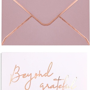 Tarjetas de agradecimiento "Beyond Grateful" de oro rosa, sobres de impresión tipográfica incluidos para bodas, despedidas de soltera, notas para baby shower - Product Image 4