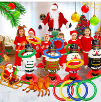 Anneaux gonflables amusants en PVC en forme de sapin de Noël et de cornes de cerf, jouets et décorations de fête de Noël pour des jeux de lancer amusants