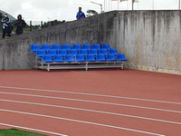 Tribune mobile pliable en aluminium avec roues pour salle de sport