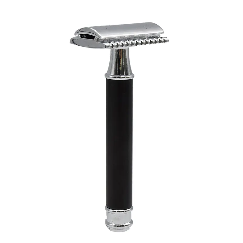 Double Edge Safety Razor Vintage Shaver Alloy Silver Long Handle Razors Manual Shaving razor set 1 Handle with 5 Blades