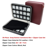 Boîte de rangement portable en cuir PU avec fermeture éclair et bouton-pression en métal pour pierres précieuses et diamants, idéale pour les voyages et les expositions de bijoux