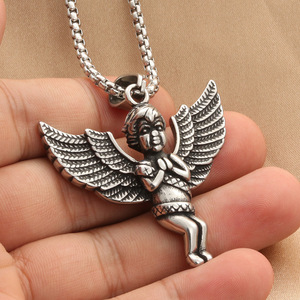 Colgante de ángel de acero inoxidable yunnique con alas, collar de estilo Punk Retro para hombre, joyería de regalo - Product Image 3