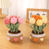 Kit Bunga Rajut DIY Kerajinan Kain Modern Bunga Matahari Tulip Mawar Tanaman Buatan Tangan Rajutan Dekorasi Tanaman Pot