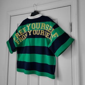 เสื้อสตรีทแวร์ผ้าฝ้าย 100% ปักโลโก้แบบกำหนดเอง สไตล์ฮิปฮอป ทรงบ็อกซี่ ไหล่ตก ชายเสื้อครอป โอเวอร์ไซส์ พิมพ์ลายภาพ - Product Image 2