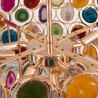 Nouveau design de lustre en pierre d'agate colorée pour hôtel, éclairage pour restaurant