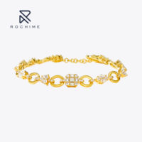Rochime Bracelet fermoir diamant multi-coupe Bijoux fins Bracelet plaqué or pour femme