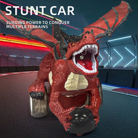 Coche de Acrobacias RC de Dinosaurio Personalizado con Pulverizador, Movimiento de Cabeza, Derrape, Giro, Luz y Música - Plástico Ecológico, Eléctrico para Niños, Listo para Usar, 10-20m