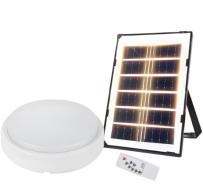 Plafonnier LED solaire à panneau mono-cristallin, corps en plastique, batterie rechargeable 2400 mAh, panneau solaire 3W, lumière du jour 6000K, faisceau 270° - Product Image 3