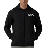 Vente en gros de vêtements de sport décontractés pour hommes Poches à fermeture éclair Entraînement Hauts de course Gym Fitness Veste de course pour hommes avec sweats à capuche