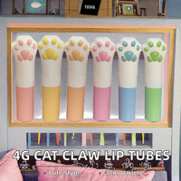 Stick à lèvres en plastique imprimé rose en forme de patte de chat 4G avec applicateur cosmétique