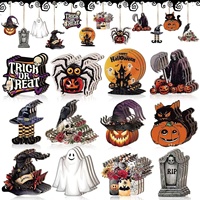 Pendentifs décoratifs modernes et minimalistes en bois, motif chat noir, chapeau de sorcière, chauve-souris ; Ornements d'arbre d'Halloween, décorations de citrouille ; Personnalisés