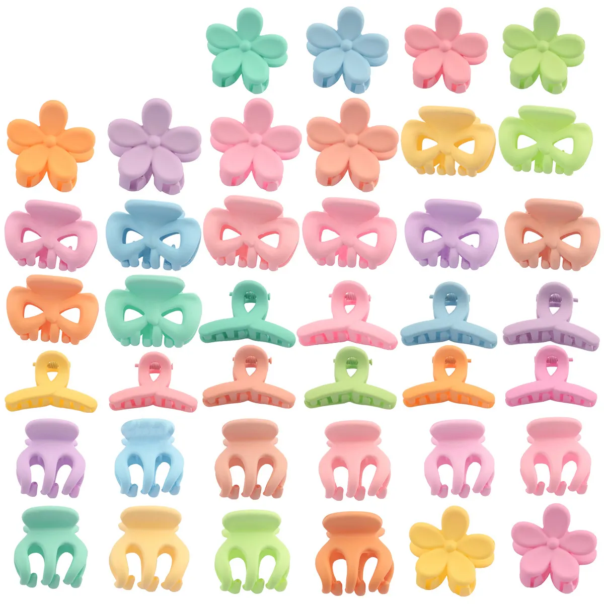 Wholesale Bulk Mixed Batch Hair Accessories Plastic Colorful Flower Bow Crown Love Mini Cute Small Claw Clips For Girl Kid Women
