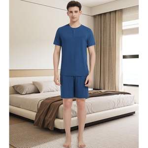 <b>Men's</b> Pajama Set <b>Short</b> Sleeve Bamboo Cotton Knitted Sleepwear Soft Summer <b>Pjs</b> Top And <b>Shorts</b> 2 Piece - Product Image 3