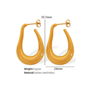 Wholesale Bulk 316L Stainless Steel 14k 18k Gold Plated Fine Jewelry Fashion Hoop Exaggerated Light Big <b>Large</b> Earrings for Women - Product Image 6