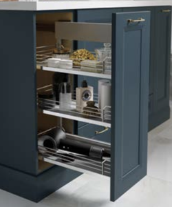 2025 Skyline gaya antik Amerika biru laut Vanity kamar mandi dengan pegangan kuningan dan keran kuningan dan bingkai tembaga cermin - Product Image 4