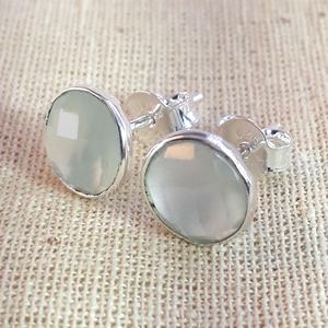 Pendientes de Plata de Ley 925 con Calcedonia Natural Color Aqua - Product Image 1