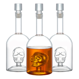 750ML Clear BPA-Free <strong>Skull</strong> <strong>Glass</strong> Liquor <strong>Bottle</strong> for Home Spirits Storage - Product Image 3