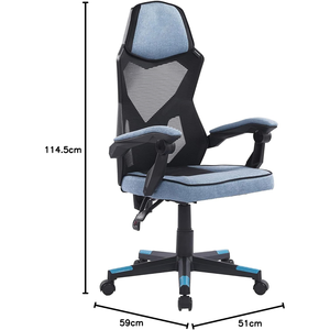 <span class=keywords><strong>Chaise</strong></span> de jeu ergonomique Eros haut de gamme avec dossier en maille, rembourrage en mousse haute densité, pivotante, bleue, best-seller - Product Image 6